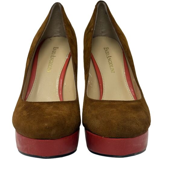 Enzo Angiolini Easmiles Brown Suede Coral Platform High Heel Pumps 6.5 - Picture 2 of 10